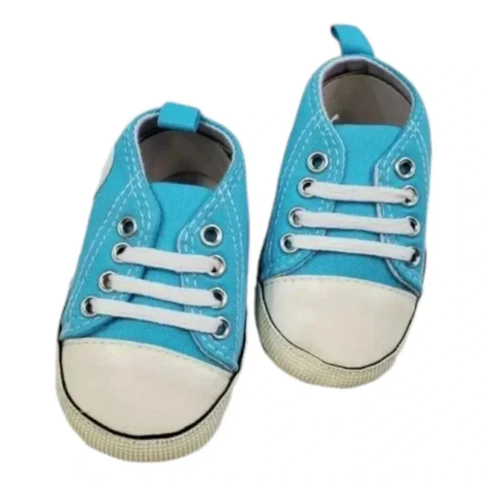 Infant Size 5 Baby Blue Soft Sole Baby Shoes, Baby sneakers for boys